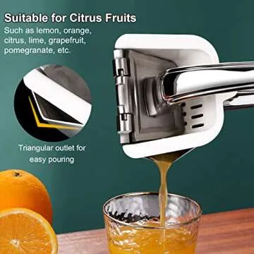 SUCCFLY Lemon Squeezer Stainless Steel, Manual Juicer Citrus Lime Orange Fruit Squeezer Heavy Duty Ergonomic Handle Labor-saving Large Capacity Juice Press Hand Handheld Juicer (5 Year Warranty)