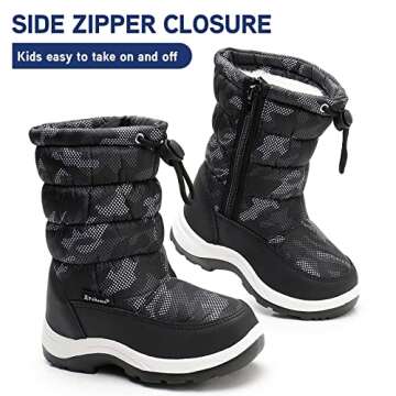 Apakowa New Kids Boys Cold Weather Snow Boots (Toddler/Little Kid) (Color : Grey/Black, Size : 5 M U...