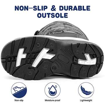 Apakowa New Kids Boys Cold Weather Snow Boots (Toddler/Little Kid) (Color : Grey/Black, Size : 5 M US Toddler)