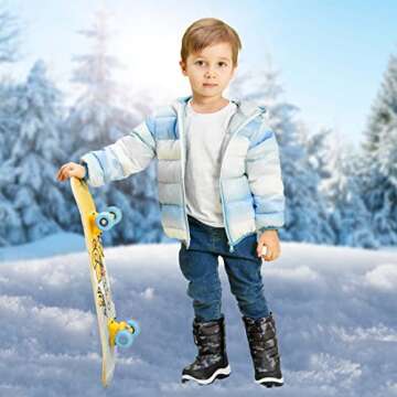 Apakowa New Kids Boys Cold Weather Snow Boots (Toddler/Little Kid) (Color : Grey/Black, Size : 5 M US Toddler)