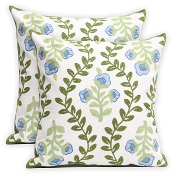 Pilmandu Set of 2 Embroidered Pillow Covers for Chic Decor
