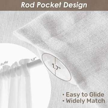 Melodieux White Semi Sheer Curtains 108 Inches Long for Living Room Bedroom, Extra Long Linen Look Rustic Light Filtering Shiny Sheer Drapes Curtains Rod Pocket, 52" W x 108" L, 2 Panels