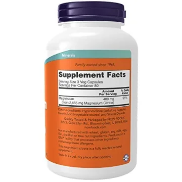 NOW Supplements Magnesium Citrate for Energy and Relaxation