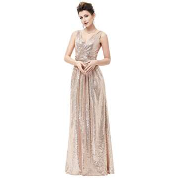 Stunning Rose Gold A-line Long Dress for Weddings and Prom