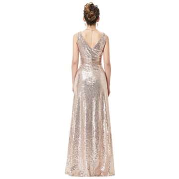 Stunning Rose Gold A-line Long Dress for Weddings and Prom