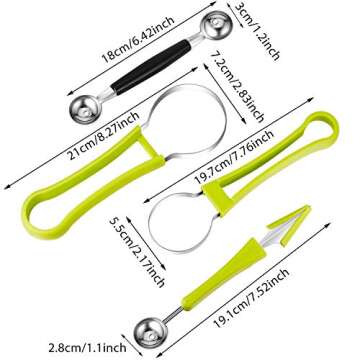 Patelai 2 Pieces Melon Baller Scoop Set, 4 in 1 Stainless Steel Fruit Scooper Seed Remover Melon Bal...