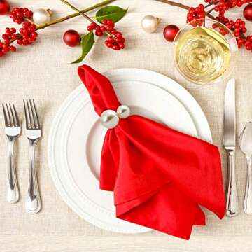 KESOTE Set of 12 Pearl Napkin Rings, Gold Napkin Ring Holders for Formal or Casual Dinning Table Decor