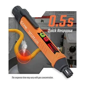 TopTes PT199 Natural Gas Leak Detector with Audible & Visual Alarm, Portable Gas Sniffer to Locate Combustible Sources Like Methane, Propane for Home(Includes Battery x2)-Orange