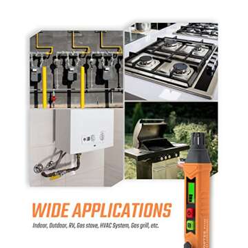 TopTes PT199 Natural Gas Leak Detector with Audible & Visual Alarm, Portable Gas Sniffer to Locate Combustible Sources Like Methane, Propane for Home(Includes Battery x2)-Orange