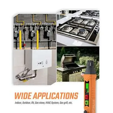 TopTes PT199 Natural Gas Leak Detector with Audible & Visual Alarm, Portable Gas Sniffer to Locate Combustible Sources Like Methane, Propane for Home(Includes Battery x2)-Orange