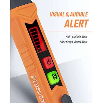 TopTes PT199 Natural Gas Leak Detector with Audible & Visual Alarm, Portable Gas Sniffer to Locate Combustible Sources Like Methane, Propane for Home(Includes Battery x2)-Orange