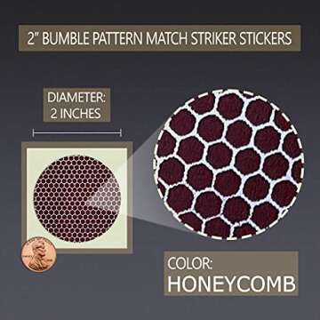 2” Circle Match Striker Stickers – 12 Pieces | Bumble/Dotted Pattern Match Strike Paper with Adh...