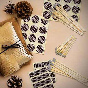 2” Circle Match Striker Stickers – 12 Pieces | Bumble/Dotted Pattern Match Strike Paper with Adhesive Pre-Cut in Circles for Easy Match Lighting | Also Available in Charcoal or Brown & Many Sizes