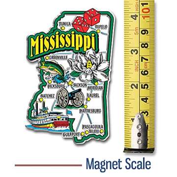 Mississippi Jumbo State Magnet by Classic Magnets, 2.7" x 4", Collectible Souvenirs Made in The USA