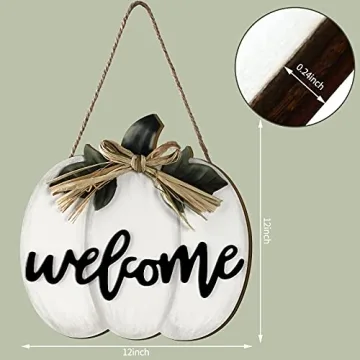 Jetec Fall Decor Pumpkin Welcome Sign for Autumn
