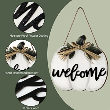Jetec Fall Decor Pumpkin Welcome Sign for Autumn