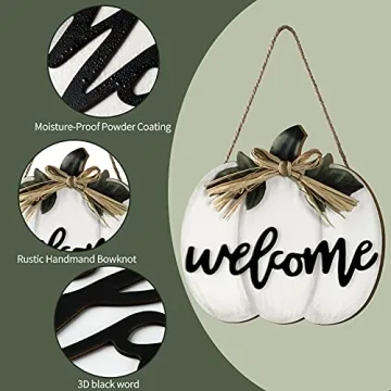 Jetec Fall Decor Pumpkin Welcome Sign for Autumn
