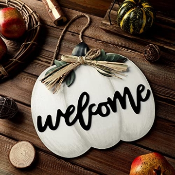 Jetec Fall Decor Pumpkin Welcome Sign for Autumn