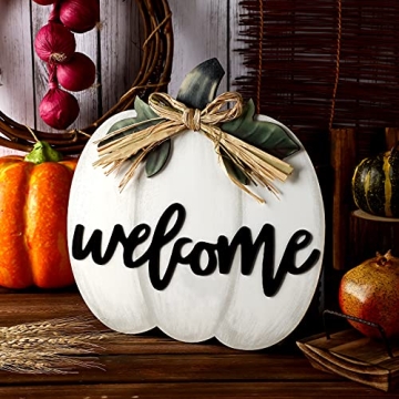 Jetec Fall Decor Pumpkin Welcome Sign for Autumn