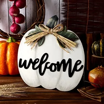 Jetec Fall Decor Pumpkin Welcome Sign for Autumn