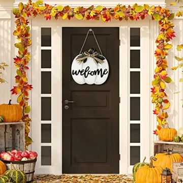 Jetec Fall Decor Pumpkin Welcome Sign for Autumn