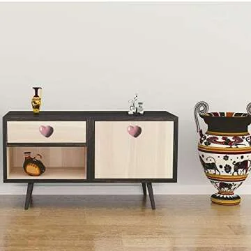 Perphin Ceramic Drawer Knobs Heart Shape Cabinet Dresser Pulls Handles with 3 Sized Screws, Kitchen Furniture Knobs for Closet Cupboard Wardrobe (2 Pack, Pink)