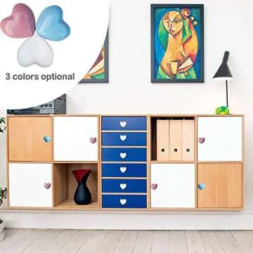 Perphin Ceramic Drawer Knobs Heart Shape Cabinet Dresser Pulls Handles with 3 Sized Screws, Kitchen Furniture Knobs for Closet Cupboard Wardrobe (2 Pack, Pink)