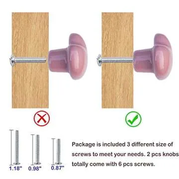 Perphin Ceramic Drawer Knobs Heart Shape Cabinet Dresser Pulls Handles with 3 Sized Screws, Kitchen Furniture Knobs for Closet Cupboard Wardrobe (2 Pack, Pink)