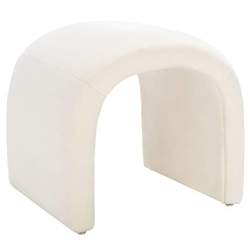 Luxurious Cream Velvet Ottoman by SAFAVIEH
