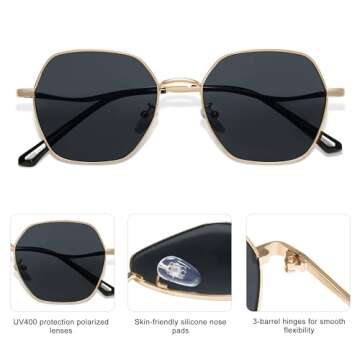SOJOS Retro Hexagon Polarized Sunglasses for Outdoor Fashion