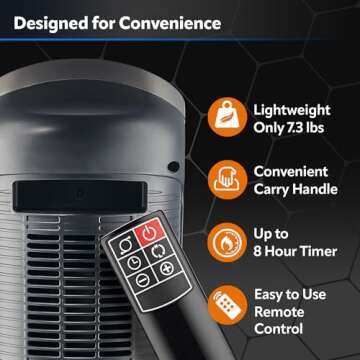 Lasko Oscillating Digital Ceramic Tower Heater for Home with Adjustable Thermostat, Timer and Remote Control, 23 Inches, 1500W, Silver, 755320, 8.5″L x 7.25″W x 23″H, Silver