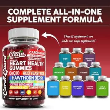 CoQ10 Gummies | Red Yeast Rice Hawthorn Berry Ginger Turmeric Citrus Bergamot Hibiscus Vitamin K2+D3...