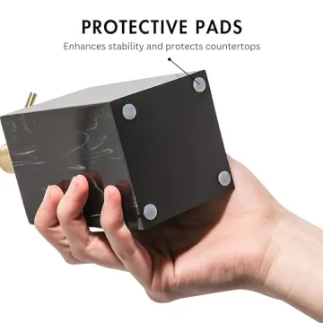 Yew Design Marble Black Pattern Soap Dispenser for Bathroom with Metal Pump (Gold), 15oz Square Rustproof Liquid Hand Dish Soap Dispenser for Kitchen Sink, Countertop, and Bathroom