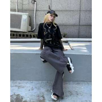 Aelfric Eden Graphic Tees Shirts Oversized T Shirt Doggy Washed Print Shirts Streetwear Unisex Casual Summer Cotton Tops