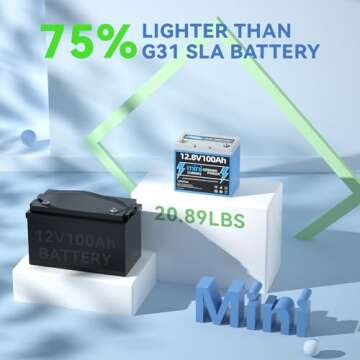 2 Pack GrenerPower 12V 100Ah Mini LiFePO4 Battery with Small Size & Light Weight, Built-in 100A BMS,...