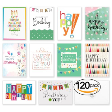 120 Happy Birthday Cards with Generic Messages Inside