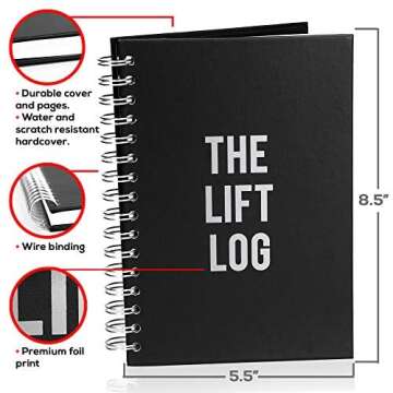 The Lift Log Workout Journal & Bookmark – 6 Month Undated (A5, 6”x 8”) Fitness Journal - Assis...