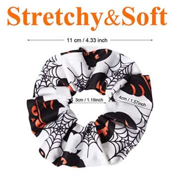 12PCS Halloween Hair Scrunchies Soft Fall Pumpkin Skull Ghosts Bat Spider Web Hair Ties Scrunchy Elastics Hair Bands Gifts Ponytail Holder Accessories for Women Girls (12PCS-Halloween)