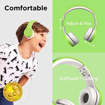 LilGadgets Connect+ Wired Kids Headphones for School with Microphone, Volume Limiting & Noise Reduct...