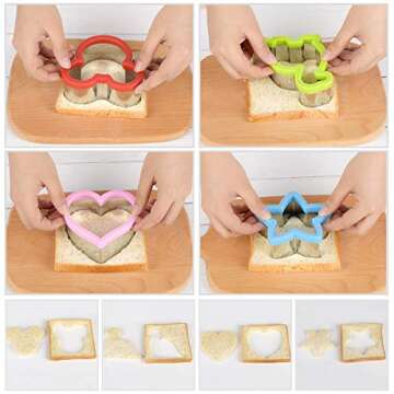 Hhyn Sandwich Cutters Set for Kids, Mickey Mouse, Dinosaur, Star, Heart Shapes and Mini Vegetable Fr...