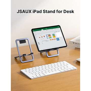 JSAUX Universal Tablet Stand, Portable Foldable Tablet Holder for Desk Compatible with iPad Mini/Air...
