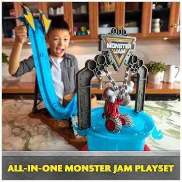 Monster Jam Mud Blasters, Monster Mutt Dalmatian Dunk Tank Playset, Color Change Action, Kids Toy Gi...