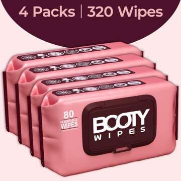 BOOTY WIPES Flushable Wipes Women - 80 Count, Pack of 4 Wet Wipes for Adults - pH Balanced Feminine ...