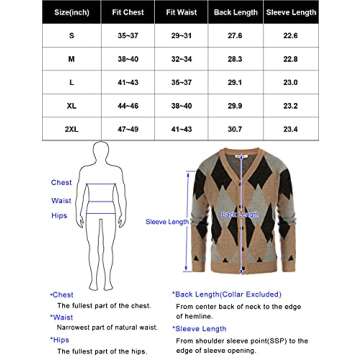 GRACE KARIN Mens V Neck Buttons Cardigan Sweaters Casual Slim Fit Long Sleeve Button up Knitted Warm Sweaters XL