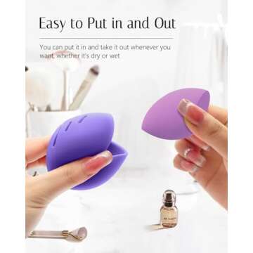 Beauty Blender Holder Case | Silicone Makeup Sponge Case for Vanity | Eco-Friendly Gifts for Her | Travel Must-have Powder Puff Storage | Purple