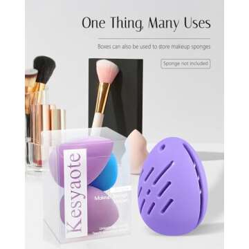 Beauty Blender Holder Case | Silicone Makeup Sponge Case for Vanity | Eco-Friendly Gifts for Her | Travel Must-have Powder Puff Storage | Purple