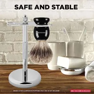 Perfecto Deluxe Chrome Razor and Brush Stand - The Best Safety Razor Stand. This Will Prolong The Life of Your Shaving Brush, metal