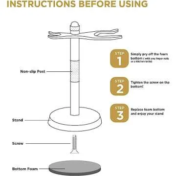 Perfecto Deluxe Chrome Razor and Brush Stand - The Best Safety Razor Stand. This Will Prolong The Life of Your Shaving Brush, metal