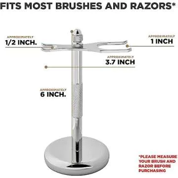 Perfecto Deluxe Chrome Razor and Brush Stand - The Best Safety Razor Stand. This Will Prolong The Life of Your Shaving Brush, metal