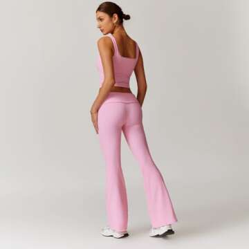 Women's Workout Set – Gym Outfit with Compression Leggings, Stretch Fabric, Design for Yoga, Running, and Fitness (US, Alpha, Small, Regular, Regular, Pink(tank top+long pants))